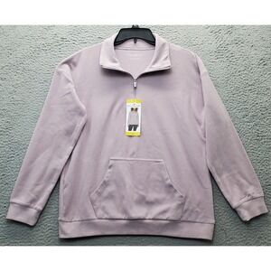 Marc New York Sweater Men Small Purple Super Soft Knit Pouch Pockets Quarter Zip